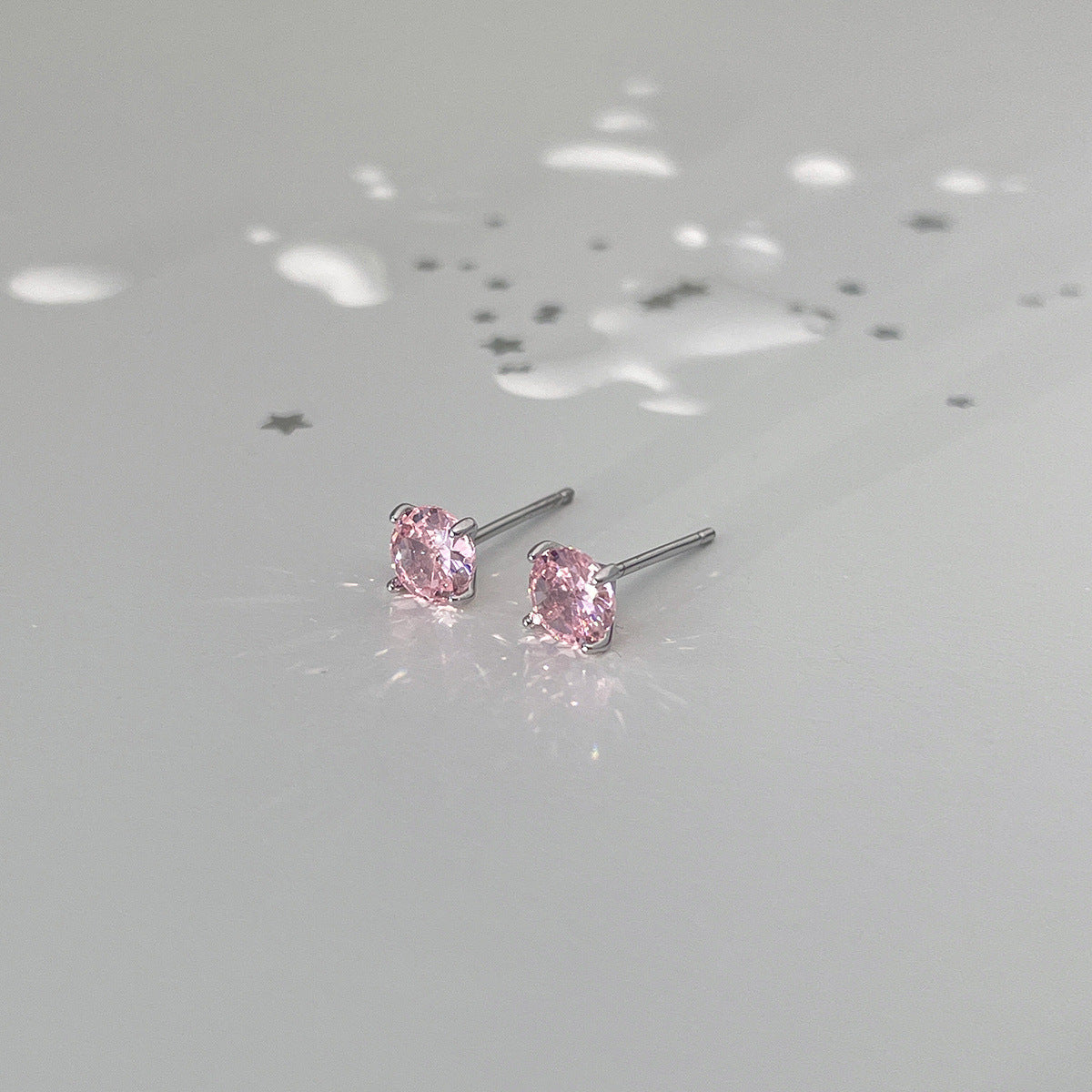 A관 - 999 실버 핑크 큐빅 스터드 귀걸이 [EH-4094] 25.10-2