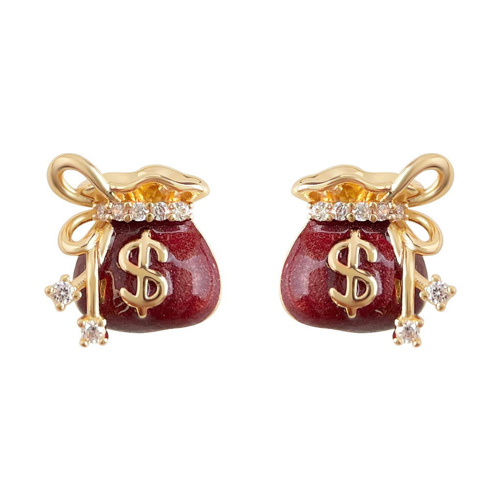 C관 - 925 은침 달러 복주머니 디자인 귀걸이 [7035] 25.11-1