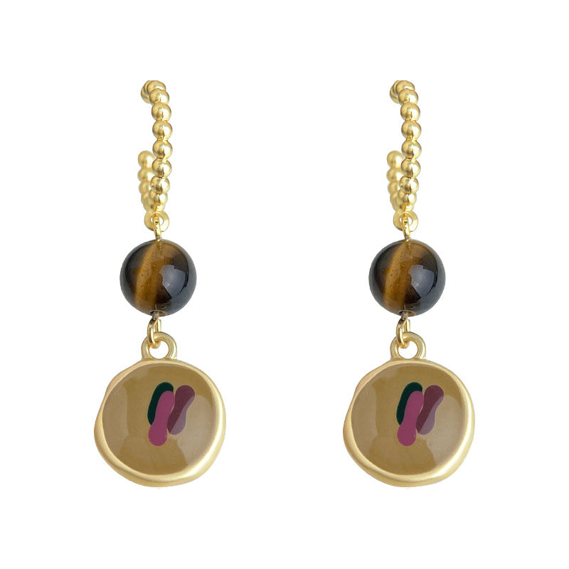 C관 - 925 은침 핸드메이드 천연 호안석 드롭형 귀걸이 [6872] 25.10-1