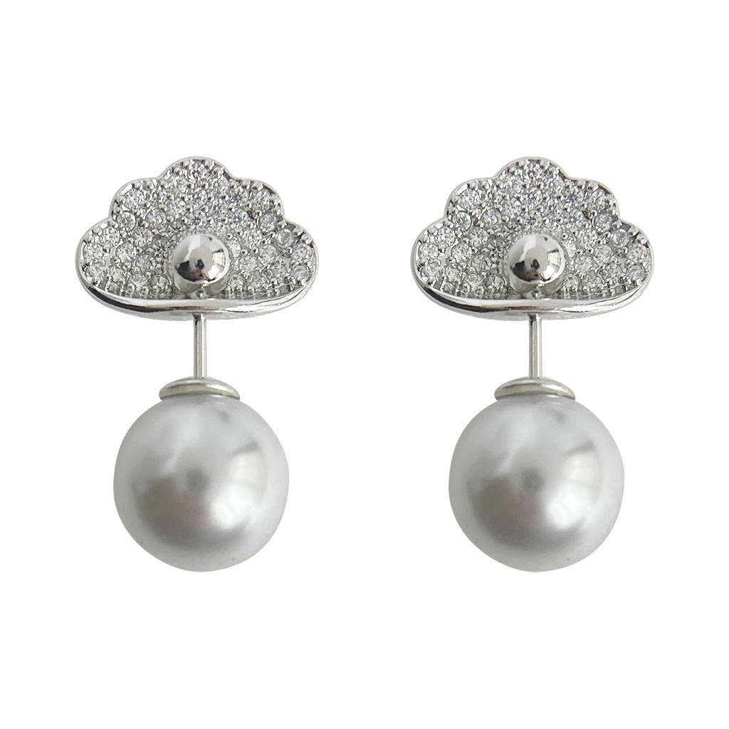 C관 - 미니 큐빅 흰 구름 은침 귀걸이 개성 있는 인스타그램 스타일 귀걸이 [4039] 24.05-2