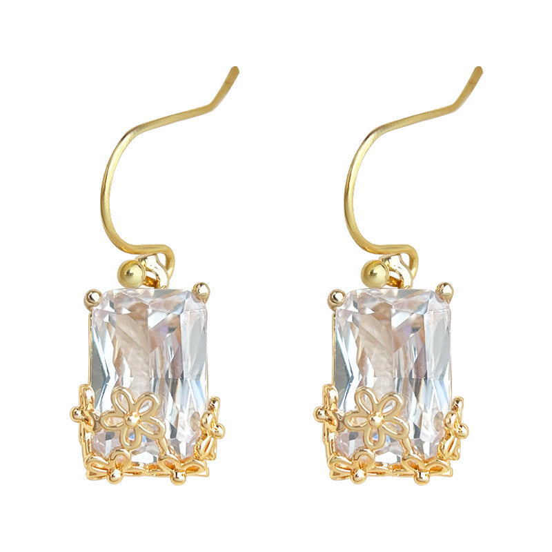 C관 - 스퀘어 큐빅 14K 도금 후크형 귀걸이 [5572] 25.03-2