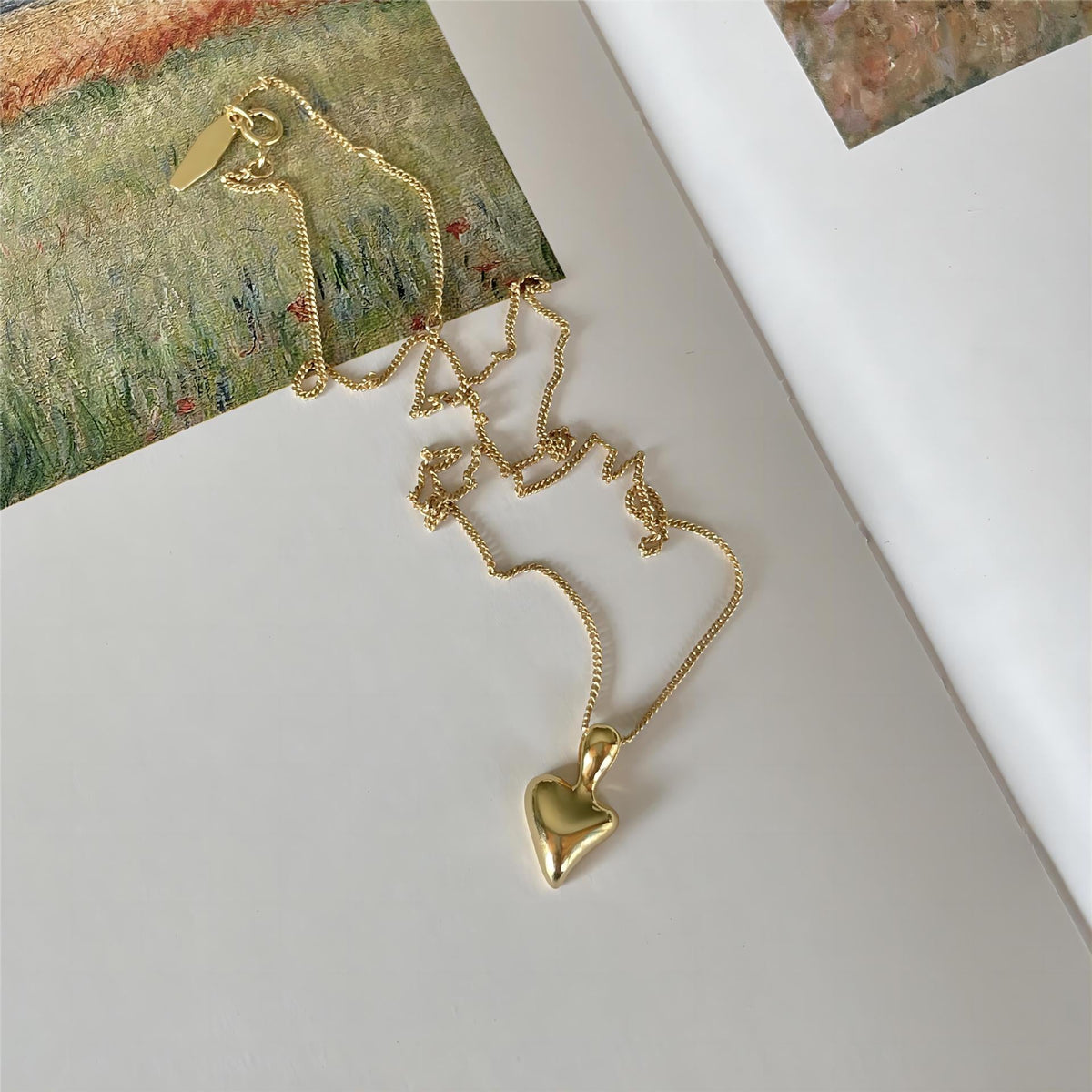 F관 - 925 실버 비정형 하트 펜던트 목걸이 [B1195] 25.12-2