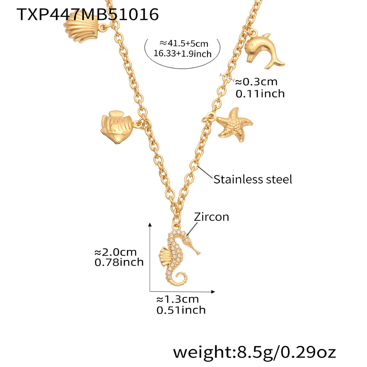 D관 - 스테인리스 스틸 해양생물 큐빅 펜던트 목걸이 팔찌 [TXP447] 25.10-4