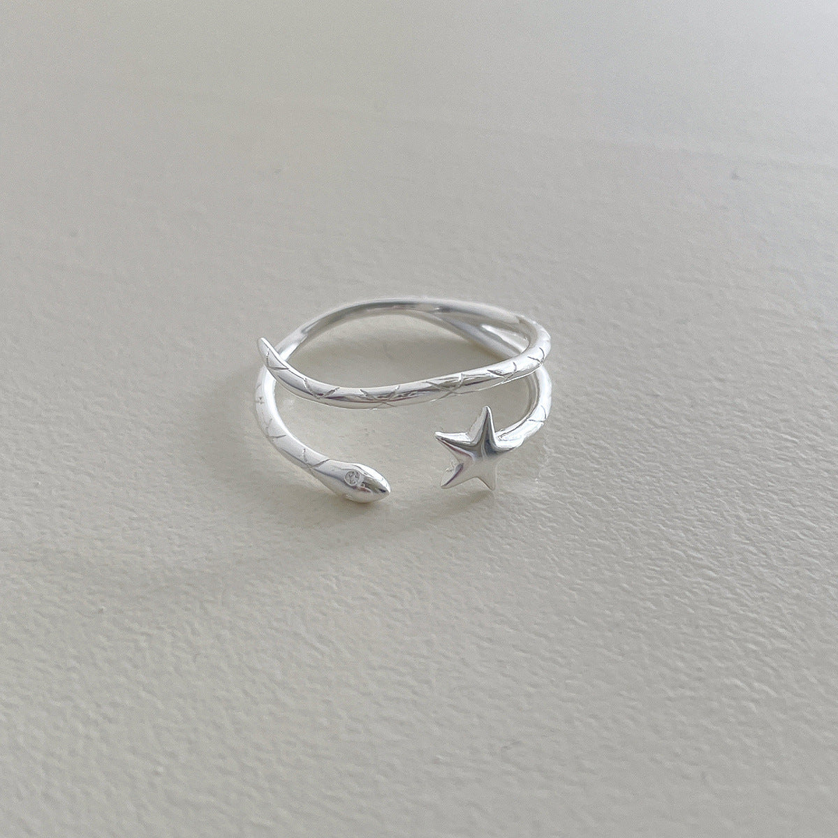 A관 - 925 실버 별 뱀 디자인 오픈형 반지 [JZ-0718] 25.10-3