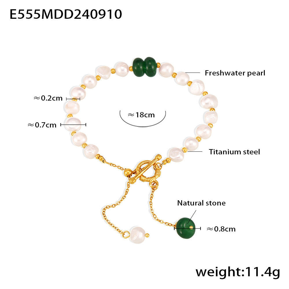 D관 - 산뜻한 러블리 담수 진주 OT 잠금 태슬 천연석 펜던트 팔찌 [E555] 24.09-2