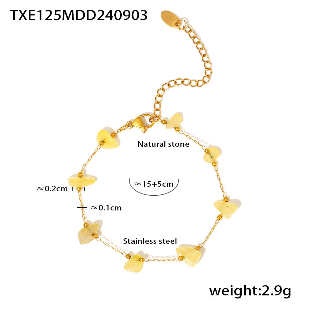 D관 - 프렌치 천연석 캐주얼 럭셔리 스테인리스 스틸 변색 방지 목걸이 팔찌 [TXP125-TXE125] 24.09-2