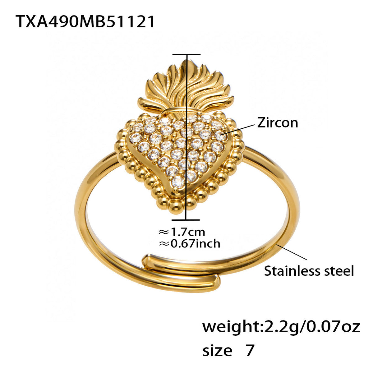 D관 - 스테인리스 스틸 하트 왕관 큐빅 펜던트 18K 도금 목걸이 귀걸이 팔찌 반지 [TXP490] 25.11-4