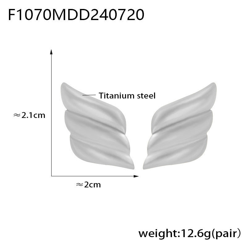 D관 - 티타늄 스틸 18K 도금 윙 오일 코팅 기하학적 귀걸이 [F1568-F1070] 24.07-4