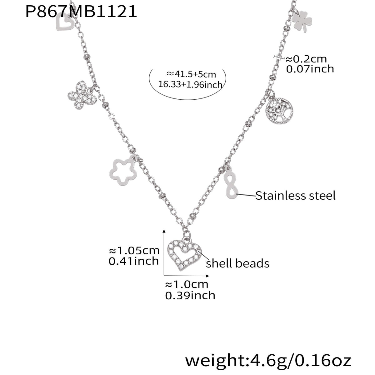 D관 - 스테인리스 스틸 하트 풀큐빅 레이어드 18K 도금 목걸이 [P874] 25.11-4