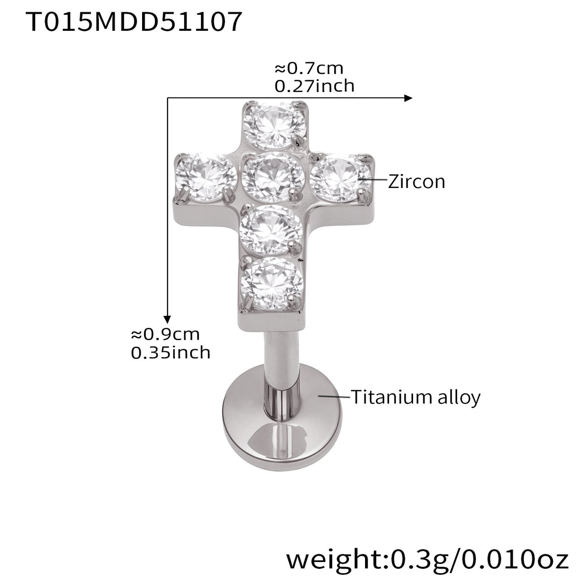 D관 - 티타늄 합금 스틸 입술용 단품 피어싱 [T009] 25.11-2