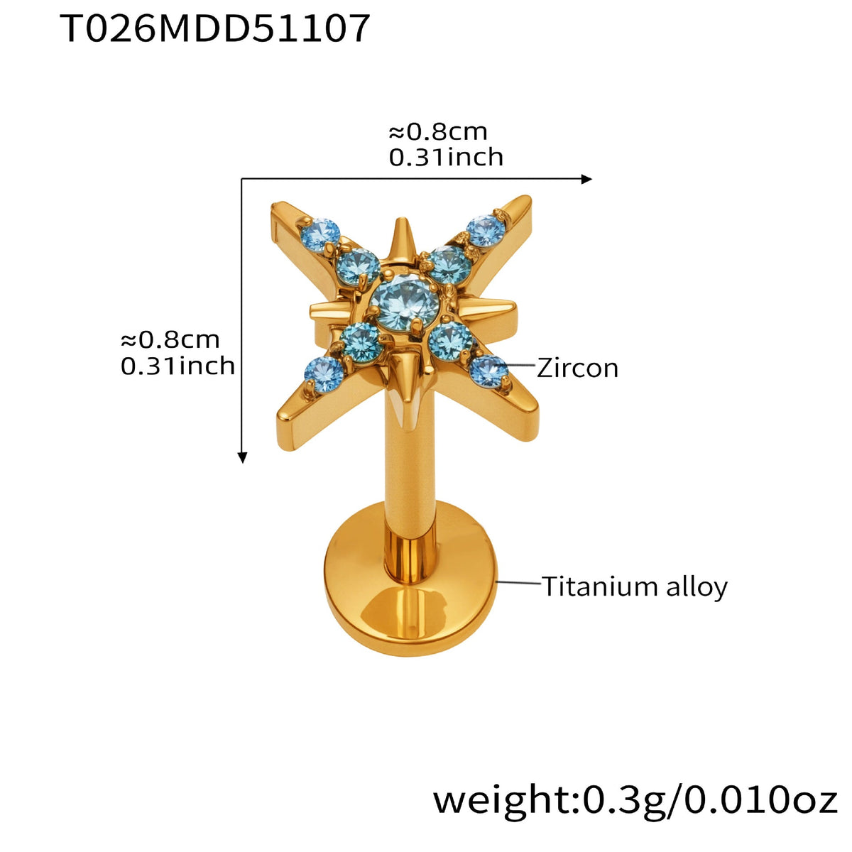 D관 - 티타늄 합금 스틸 입술용 단품 피어싱 [T009] 25.11-2