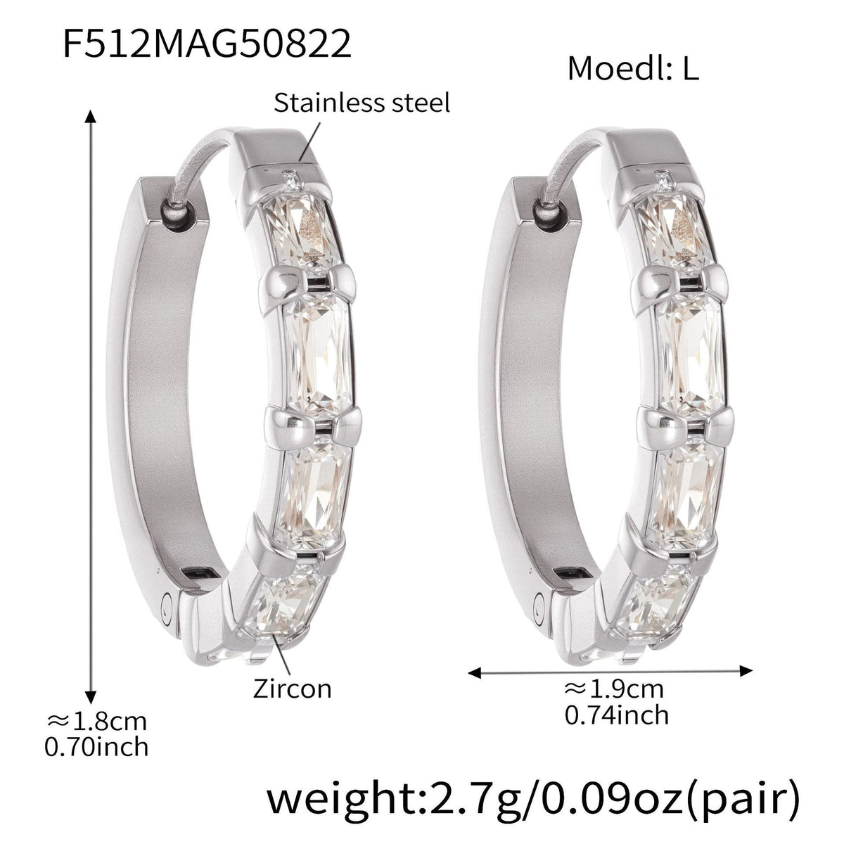 D관 - 스테인리스 스틸 18K 도금 큐빅 귀걸이 [F512-F513] 25.08-5