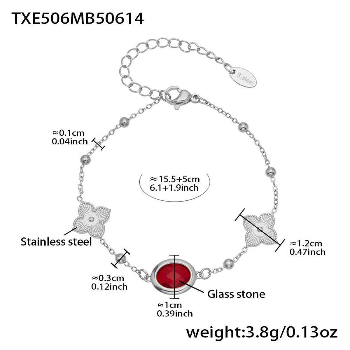 D관 - 스테인리스 스틸 타원형 컷팅 글라스 스톤 18K도금 목걸이 팔찌 귀걸이 [TXP506] 25.12-1