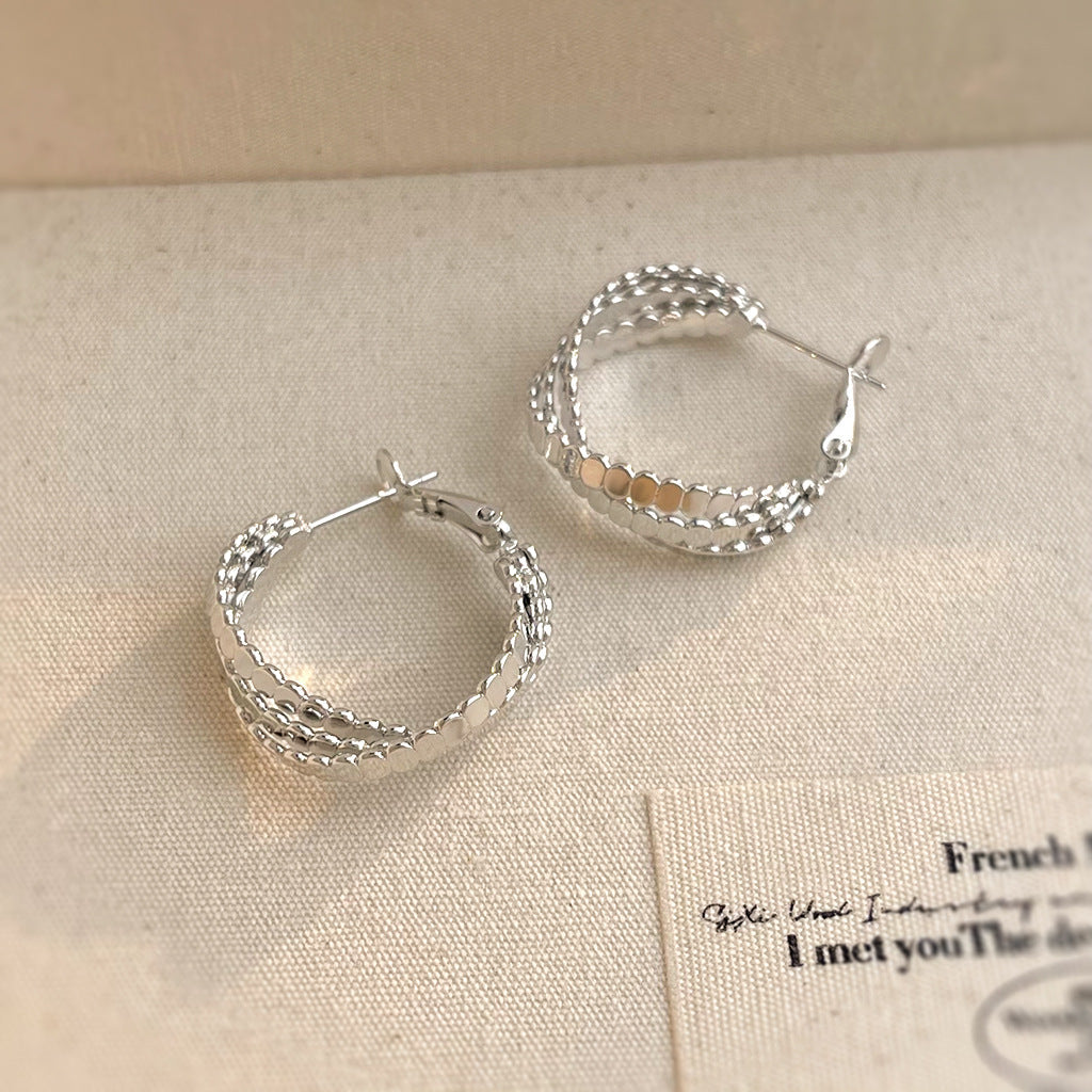 C관 - 원형 기하 14K 도금 은침 귀걸이 [5721-5722] 25.04-3