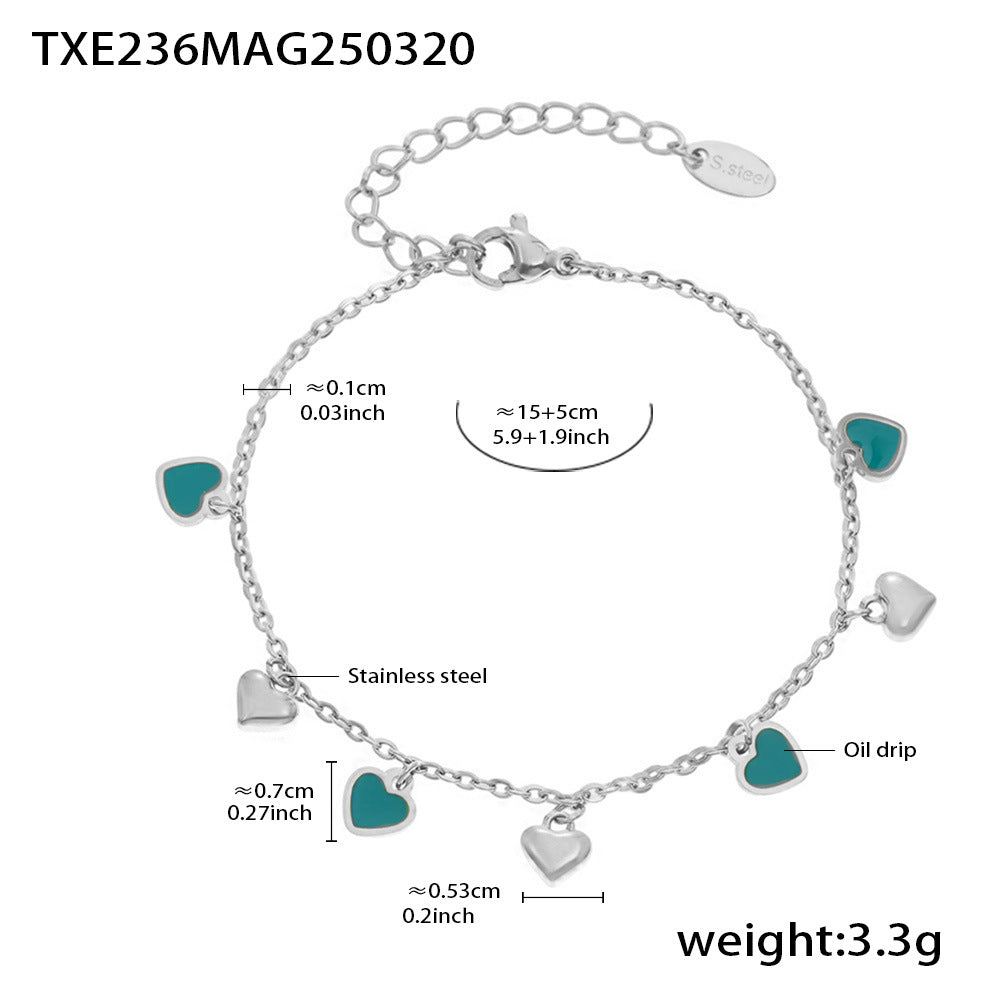 D관 - 컬러 에나멜 하트 펜던트 스테인리스 스틸 목걸이 팔찌 [TXE236-TXP236] 25.03-4