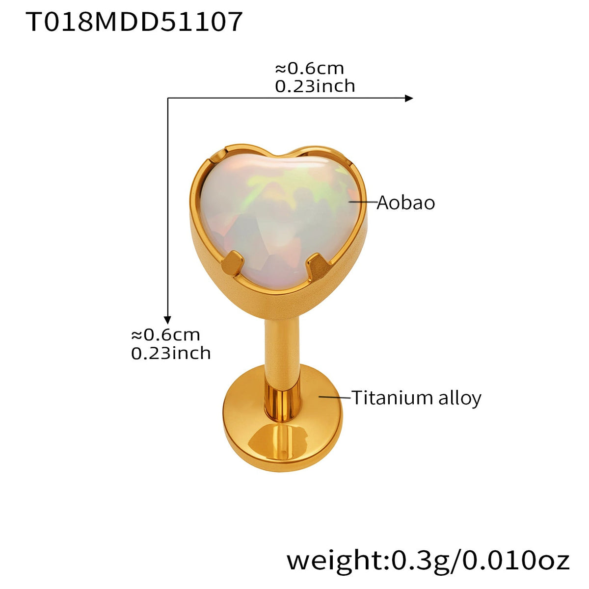 D관 - 티타늄 합금 스틸 입술용 단품 피어싱 [T009] 25.11-2
