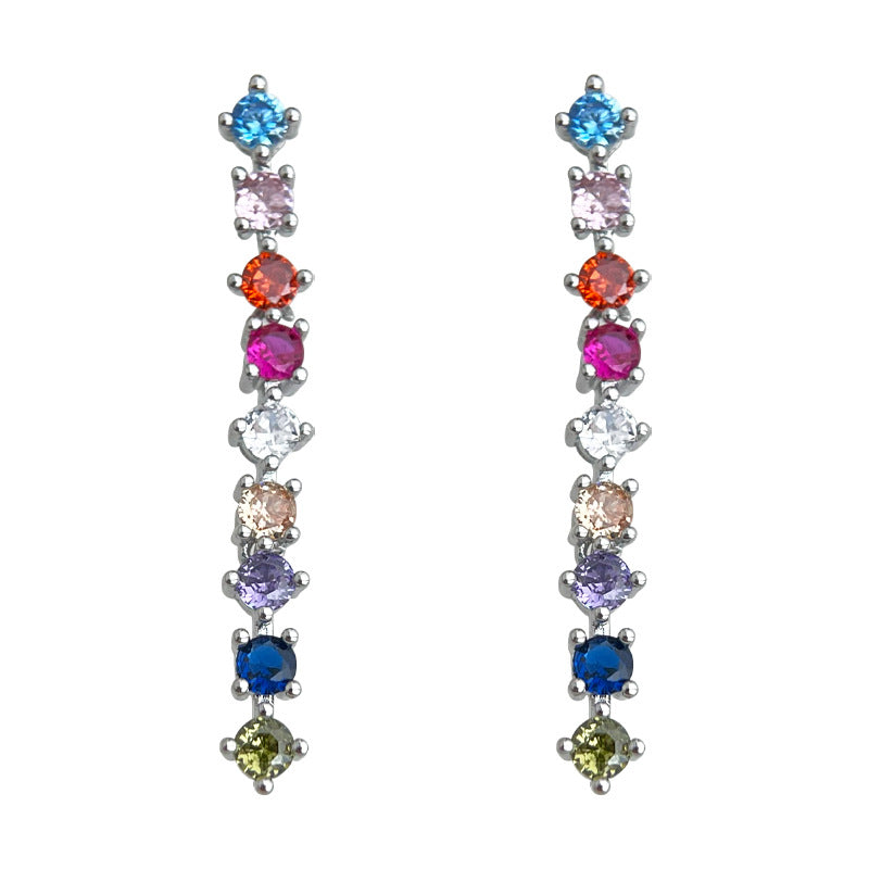 C관 - 컬러 큐빅 롱 태슬 디자인 귀걸이 [5456] 25.02-2