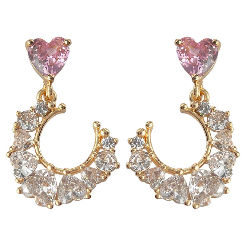 C관 - 달 모양 미니 큐빅 심플 세련된 14K 도금 귀걸이 [4328] 24.06-3