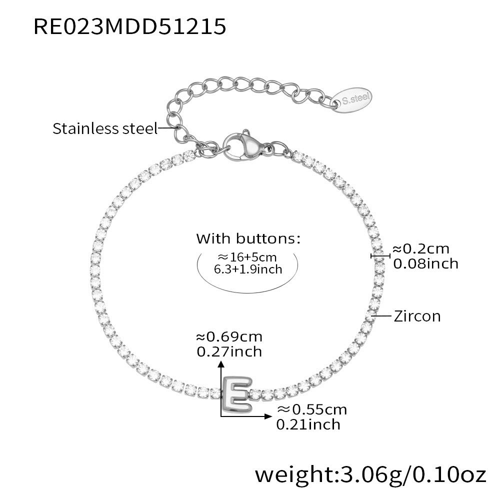 D관 - 스테인리스 스틸 18K 도금 알파벳 큐빅 팔찌 [RE023] 25.12-3