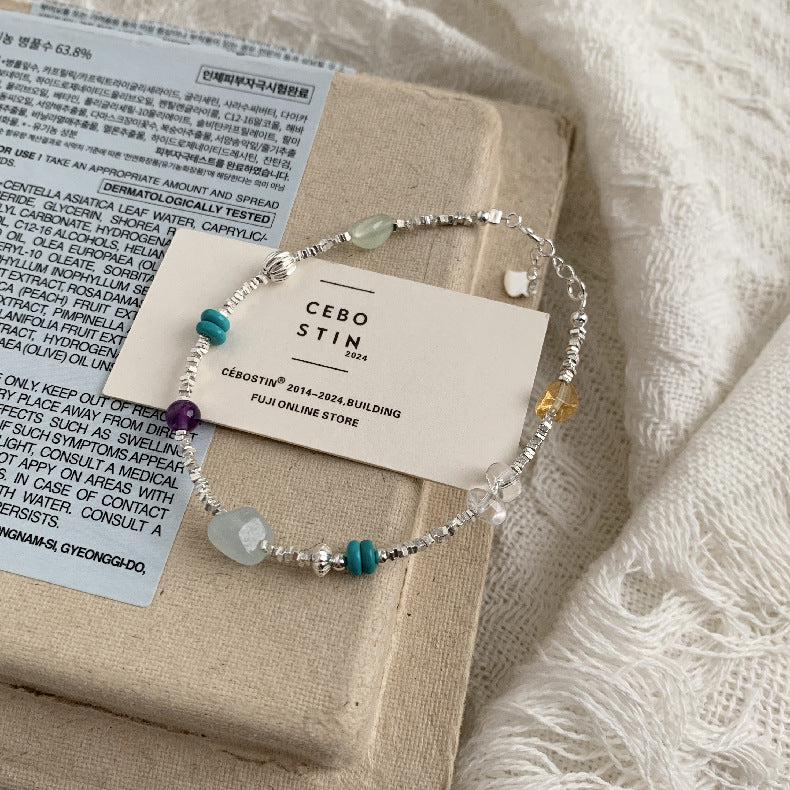 A관 - 925 실버 코끼리 펜던트 천연석 비즈 팔찌 [1547-1548] 25.11-2