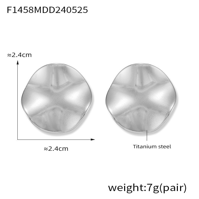 D관 - 티타늄 스틸 18K 도금 볼록 디자인 미니멀 원형 귀걸이 [F1458] 24.05-5
