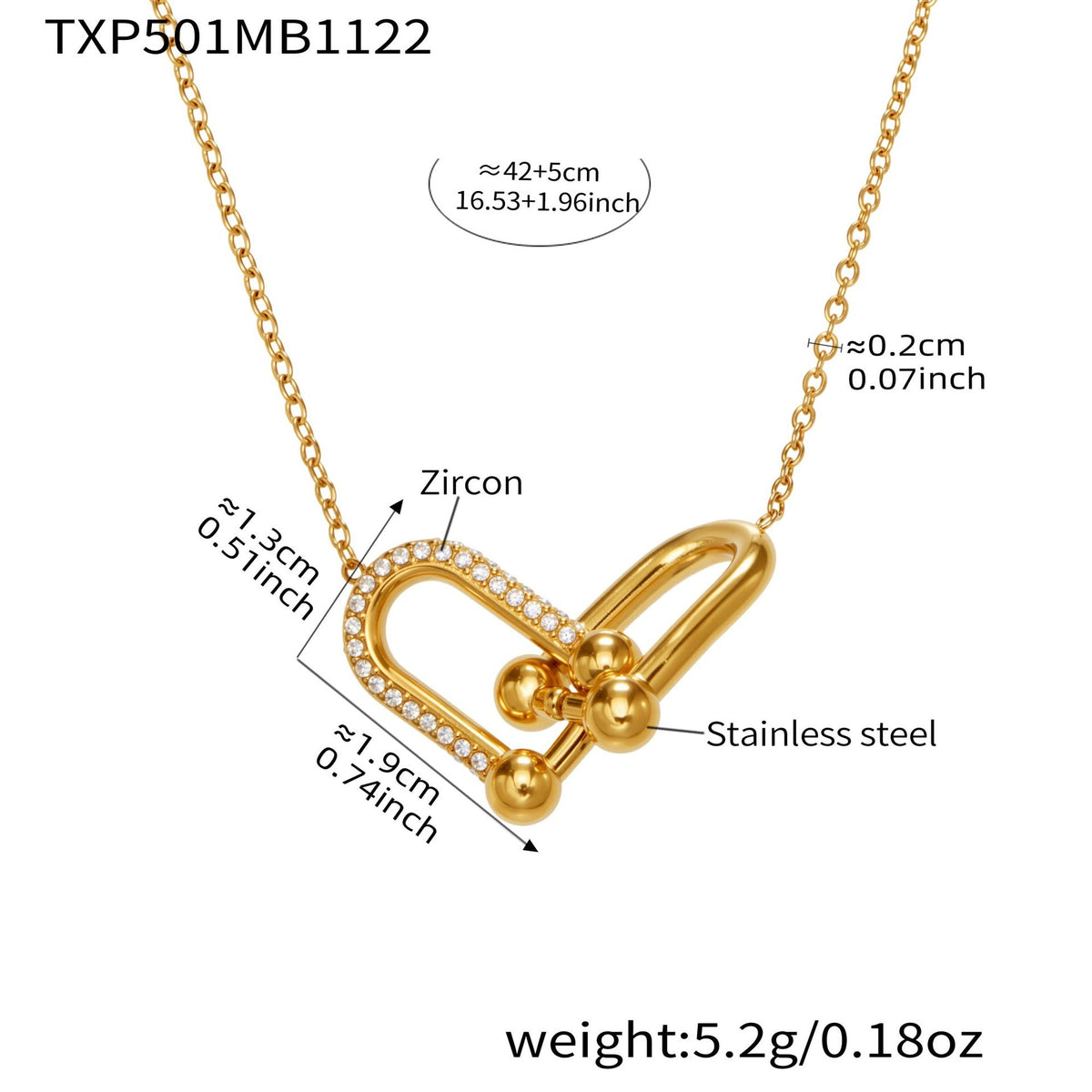 D관 - 스테인리스 스틸 말발굽 모양 큐빅 펜던트 18K 도금 귀걸이 반지 팔찌 목걸이 [TXP501] 25.11-4