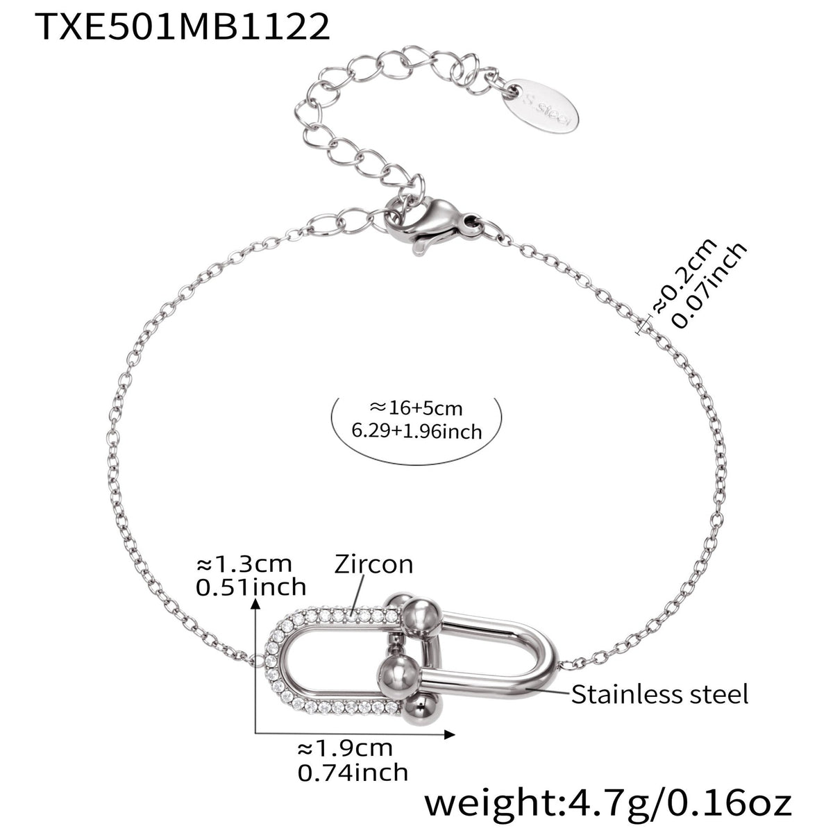 D관 - 스테인리스 스틸 말발굽 모양 큐빅 펜던트 18K 도금 귀걸이 반지 팔찌 목걸이 [TXP501] 25.11-4