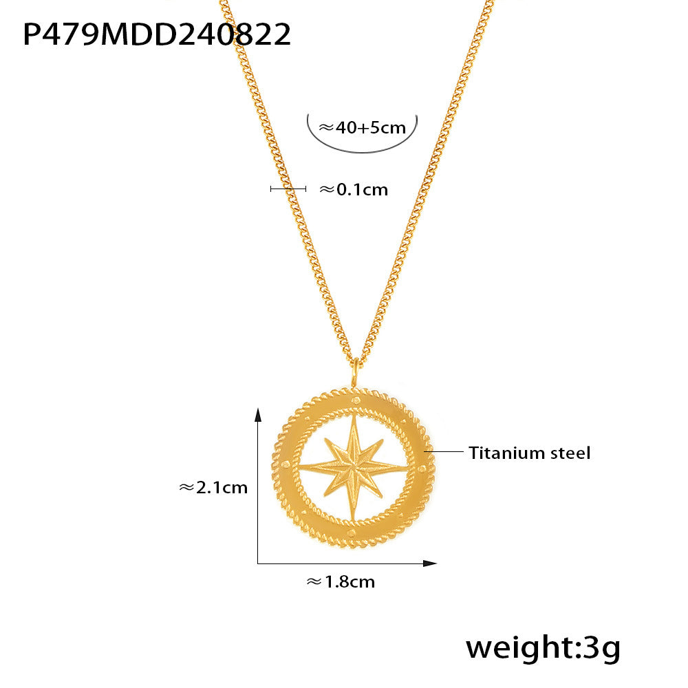 D관 - 프렌치 캐주얼 럭셔리 기하학적 팔각 디자인 티타늄 스틸 18K 도금 목걸이 [P134-346-479-944] 24.08-5