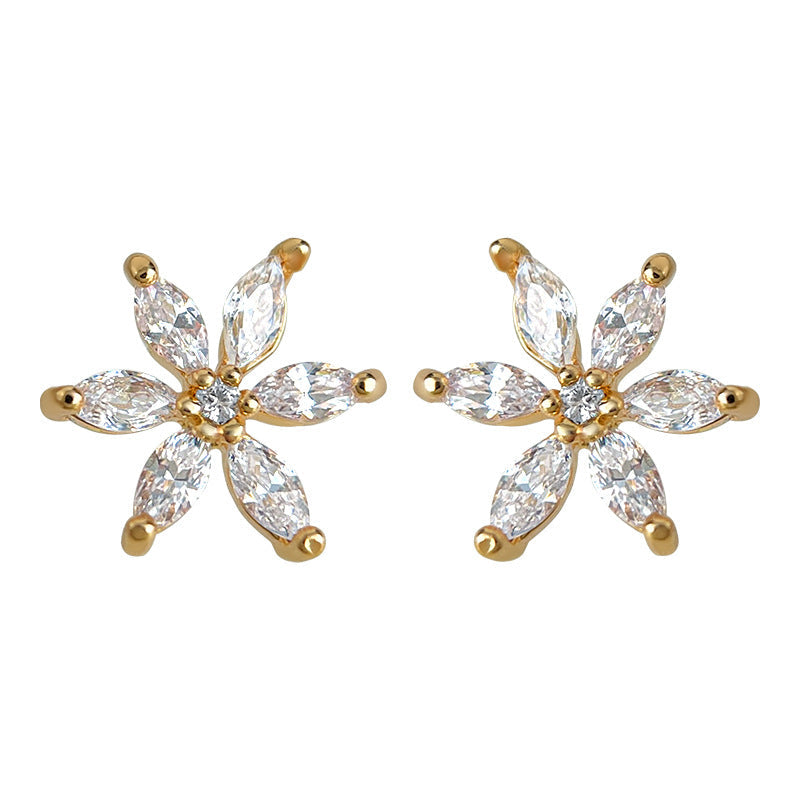 C관 - 큐빅 플라워 디자인 925 은침 귀걸이 [7099] 25.11-3