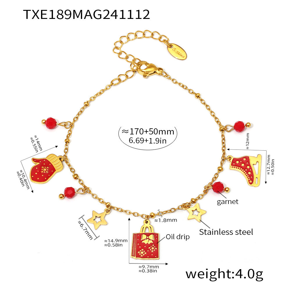 D관 - 크리스마스 펜던트 스테인리스 스틸 PVD 18K 도금 목걸이 팔찌 [TXP189-TXE189] 24.11-3