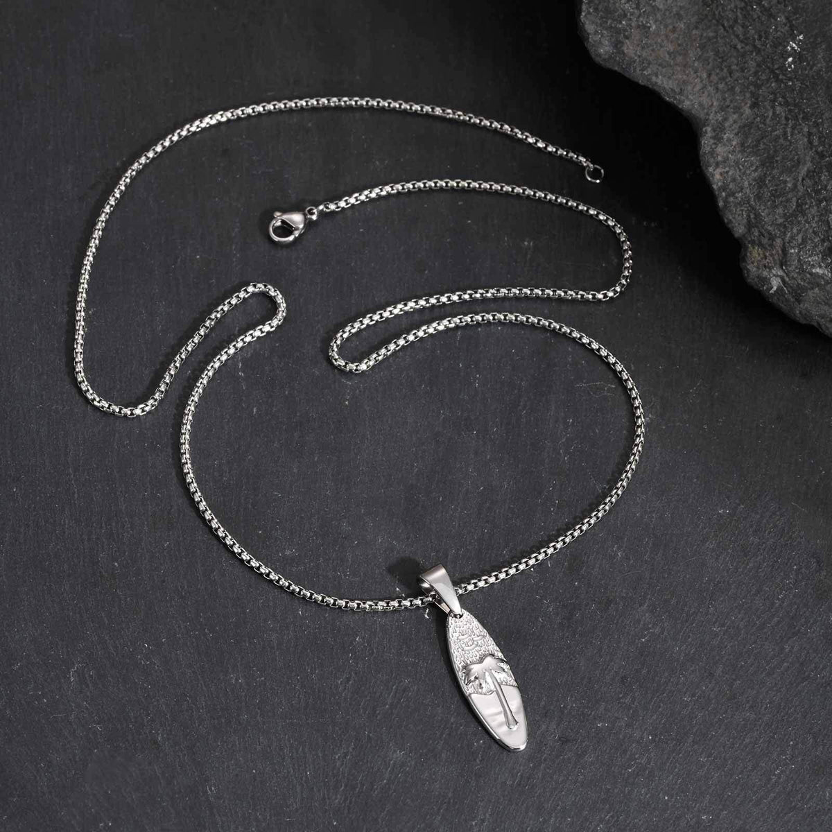 G관 - 스테인리스 타원형 야자수 펜던트 목걸이 [PN-2159] 25.10-5