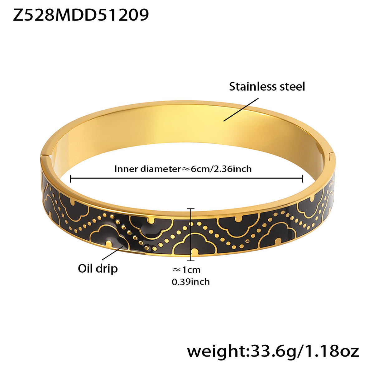 D관 - 스테인리스 스틸 18K 도금 에나멜 문양 버클 팔찌 [Z528] 25.12-3