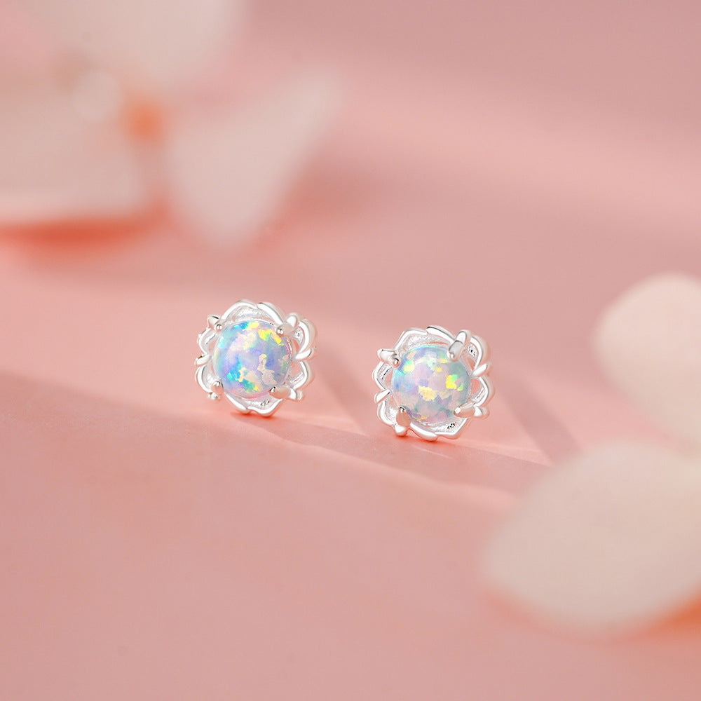 B관 - 999 실버 레이스 오팔 큐빅 귀걸이 [YC2656E_1] 25.11-4