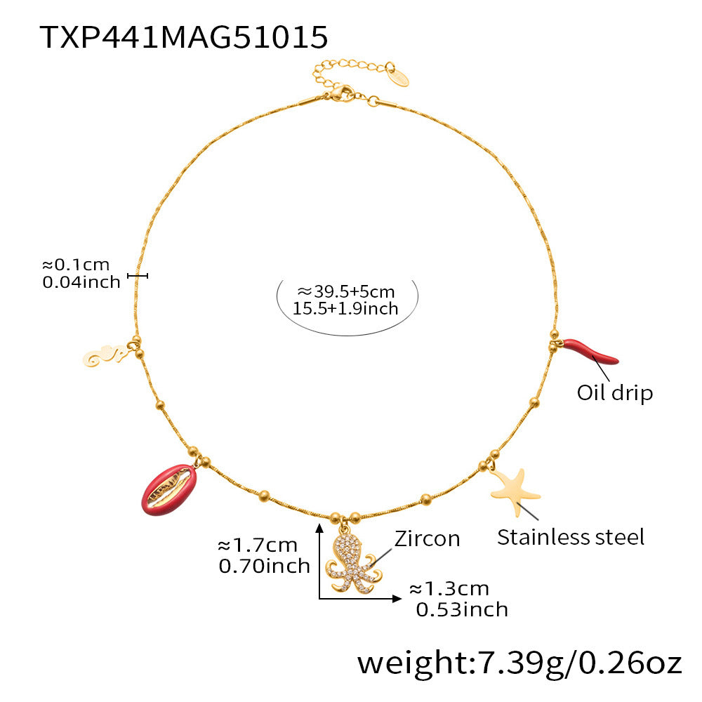 D관 - 스테인리스 스틸 문어 물고기 큐빅 펜던트 목걸이 팔찌 귀걸이 [TXP441] 25.10-4
