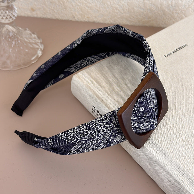 E관 - 멜라드톤 페이즐리 패턴 와이드 머리띠 [27546] 25.10-1