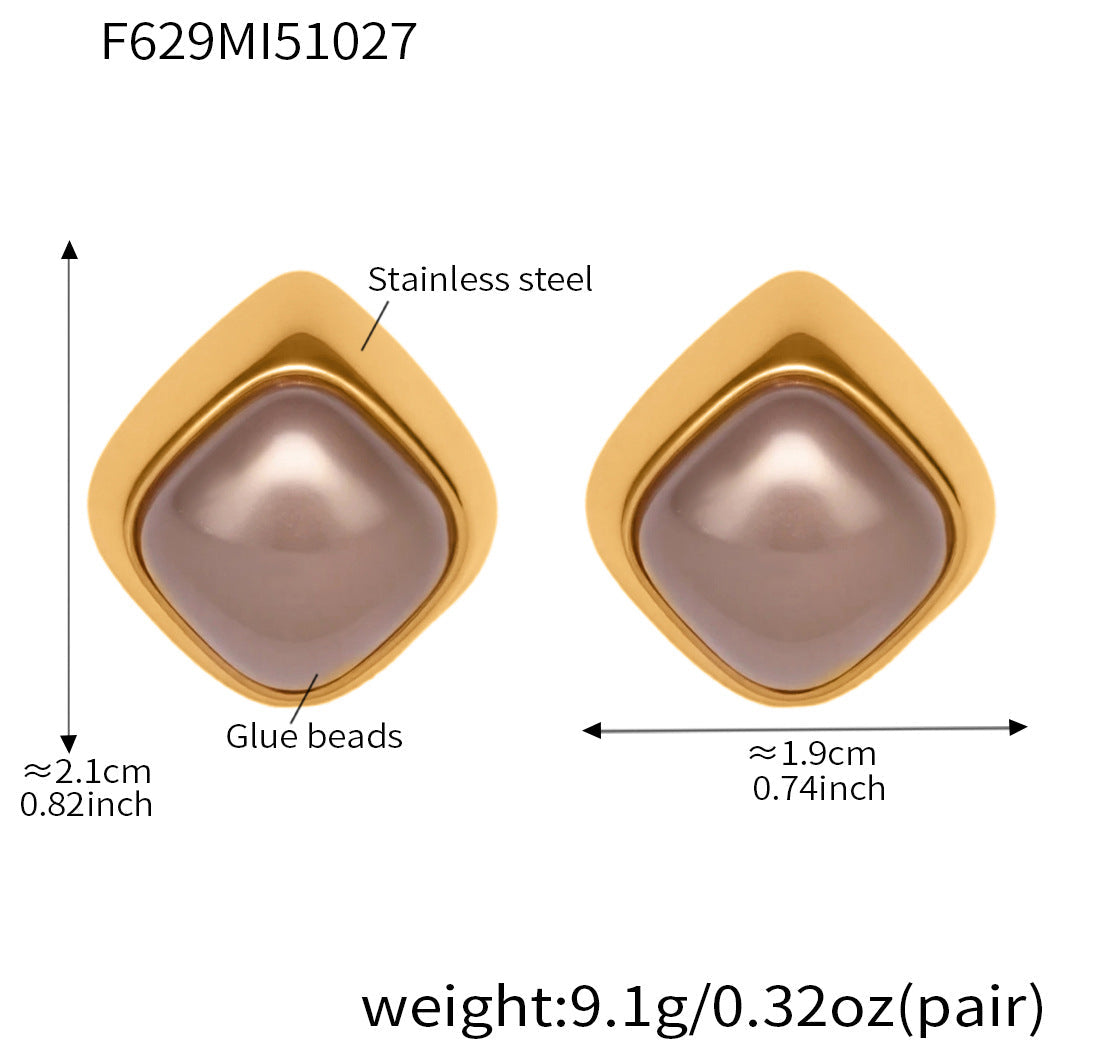 D관 - 스테인리스 18K 도금 그레이 진주 비정형 귀걸이 [F629] 25.10-5