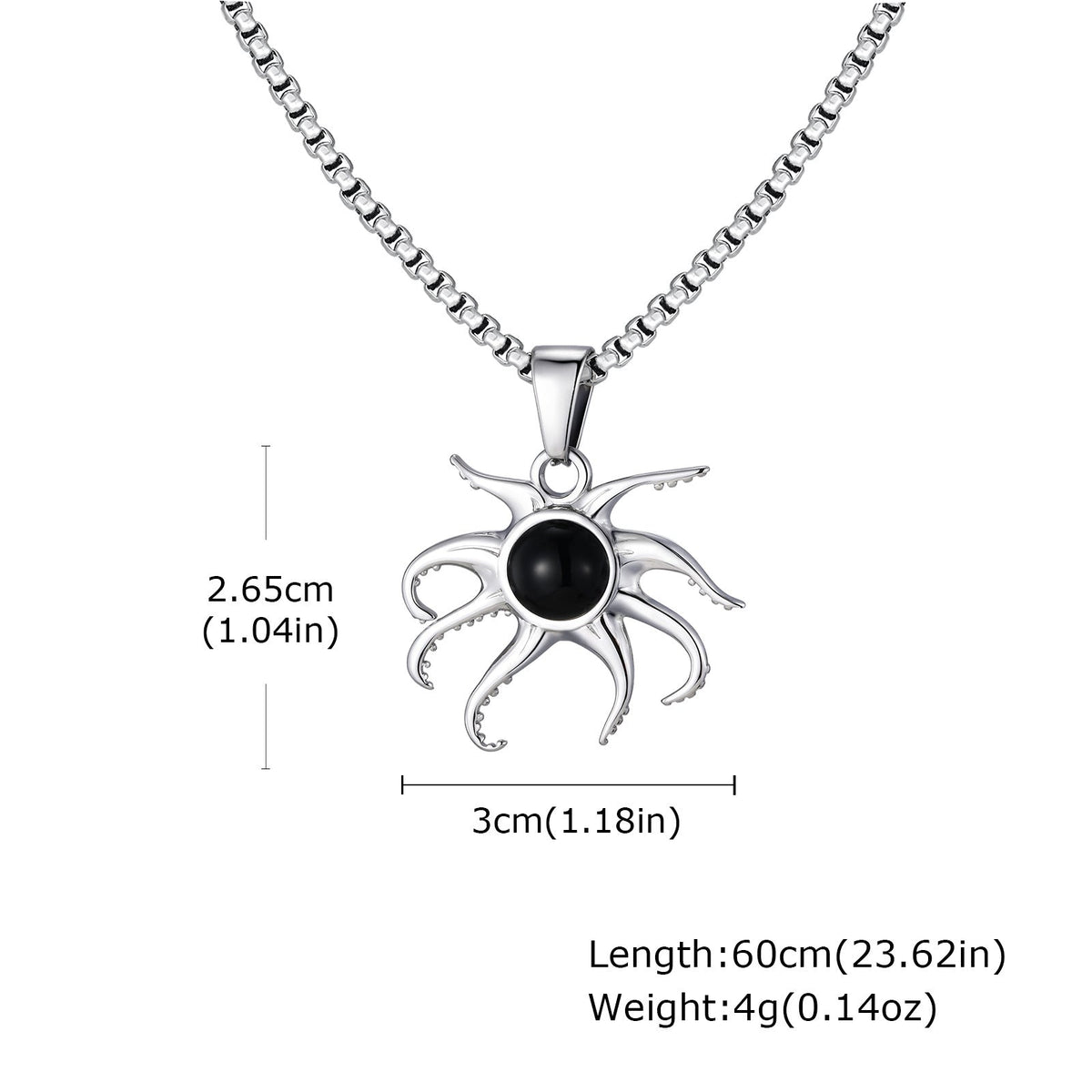 G관 - 스테인리스 스틸 블랙 오닉스 문어 펜던트 목걸이 [PN-2220] 25.12-2