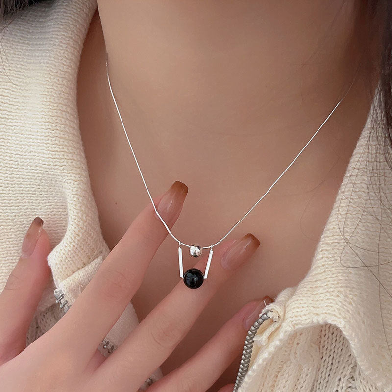 F관 - 925 실버 블랙 오닉스 목걸이 [B99] 25.10-1