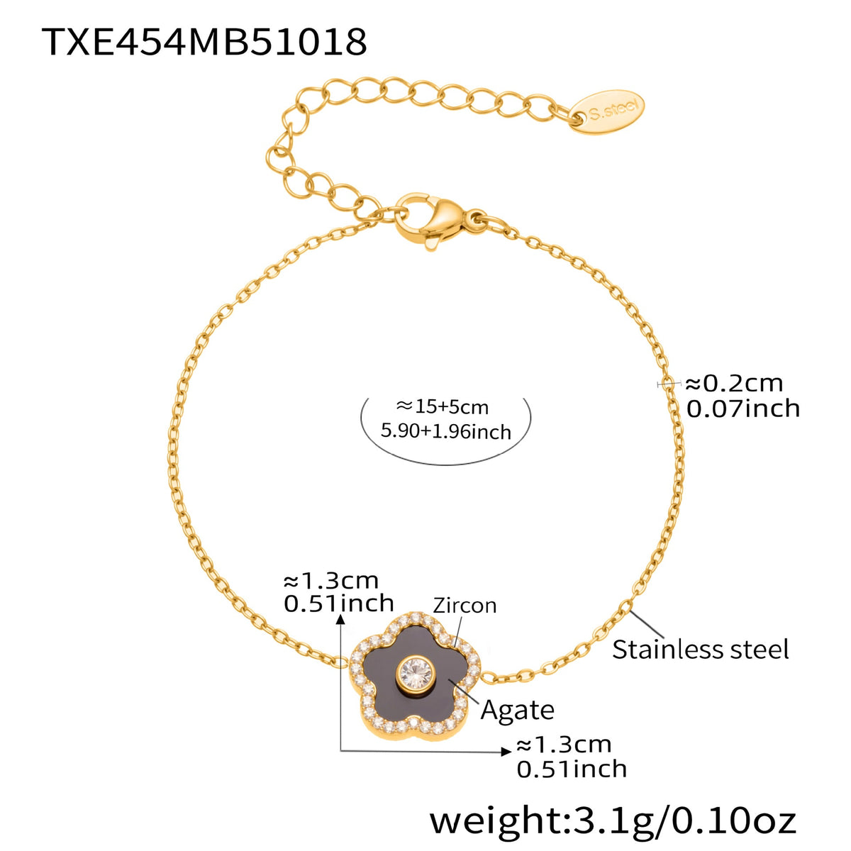 D관 - 스테인리스 스틸 크리스탈 큐브 플라워 큐빅 펜던트 목걸이 팔찌 [TXP453] 25.10-4