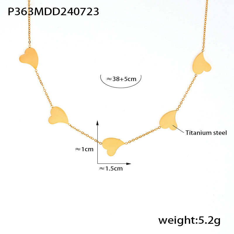 D관 - 티타늄 스틸 18K 도금 비정형 하트 펜던트 목걸이 [P363] 24.08-1