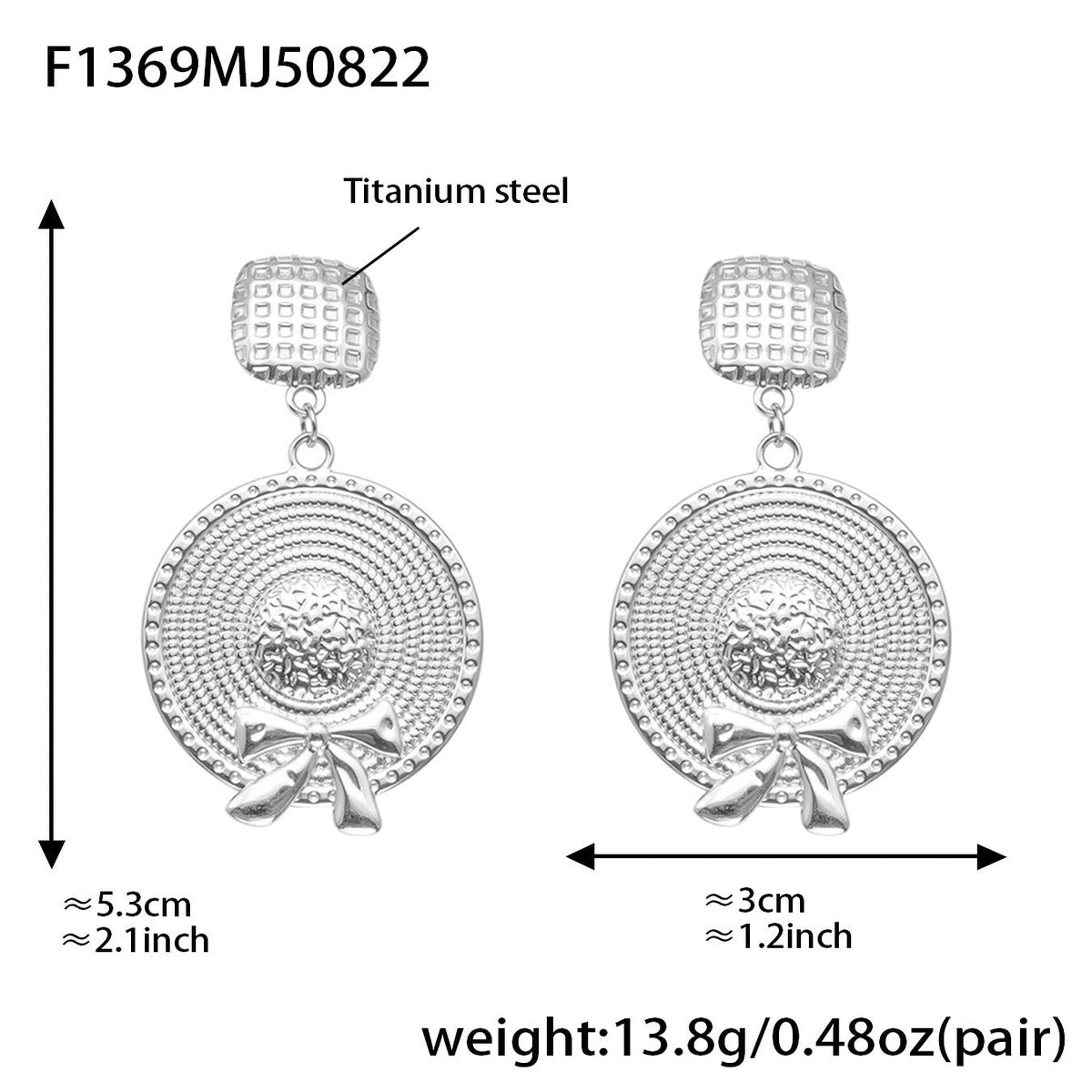 D관 - 스테인리스 스틸 18K 도금 리본 모자 체인 귀걸이 [F549-F1369] 25.08-5