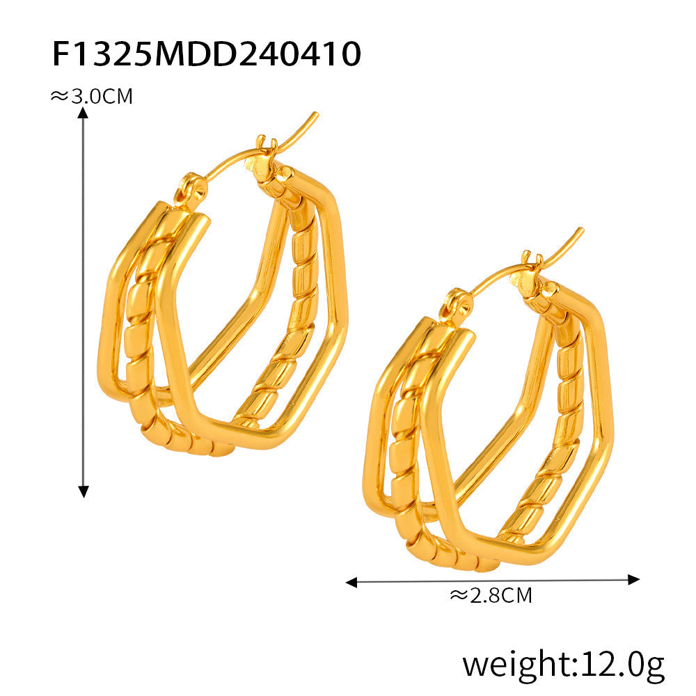 D관 - 티타늄 스틸 레트로 다층 오픈워크 기하학 귀걸이 [F1319-21-25-26] 24.04-3