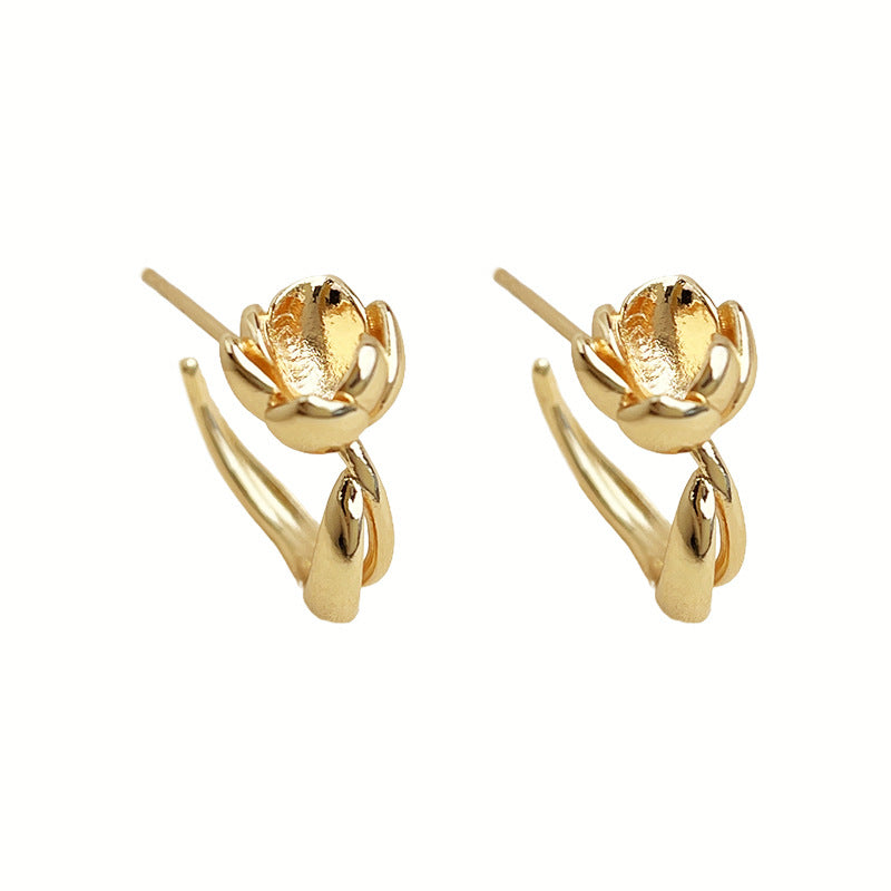 C관 - 925 은침 미니멀 장미 플라워 스터드 귀걸이 [6694] 25.10-1