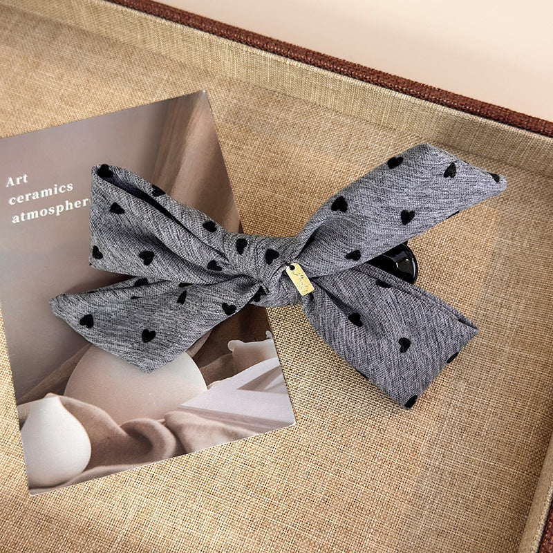 E관 - 체크 도트 리본 골드 포인트 집게핀 [27749] 25.12-1