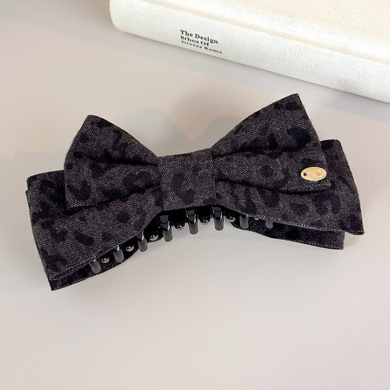 E관 - 레오파드 패턴 프린팅 리본 바나나 집게핀 [27748] 25.12-1