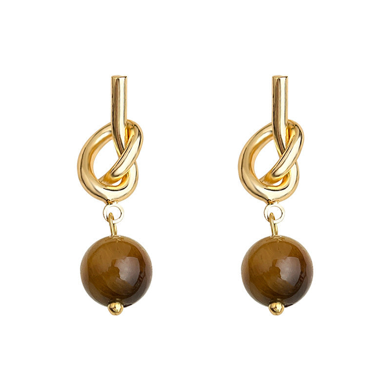 C관 - 핸드메이드 호안석 매듭 925 은침 귀걸이 [6810] 25.09-4