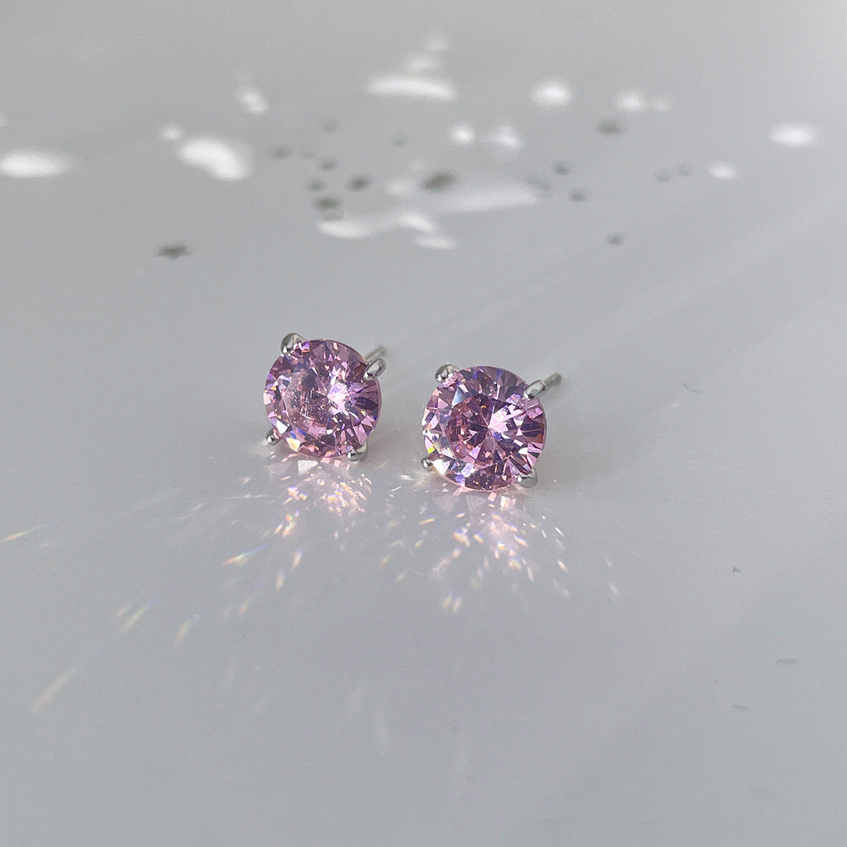 A관 - 999 실버 핑크 큐빅 스터드 귀걸이 [EH-4094] 25.10-2