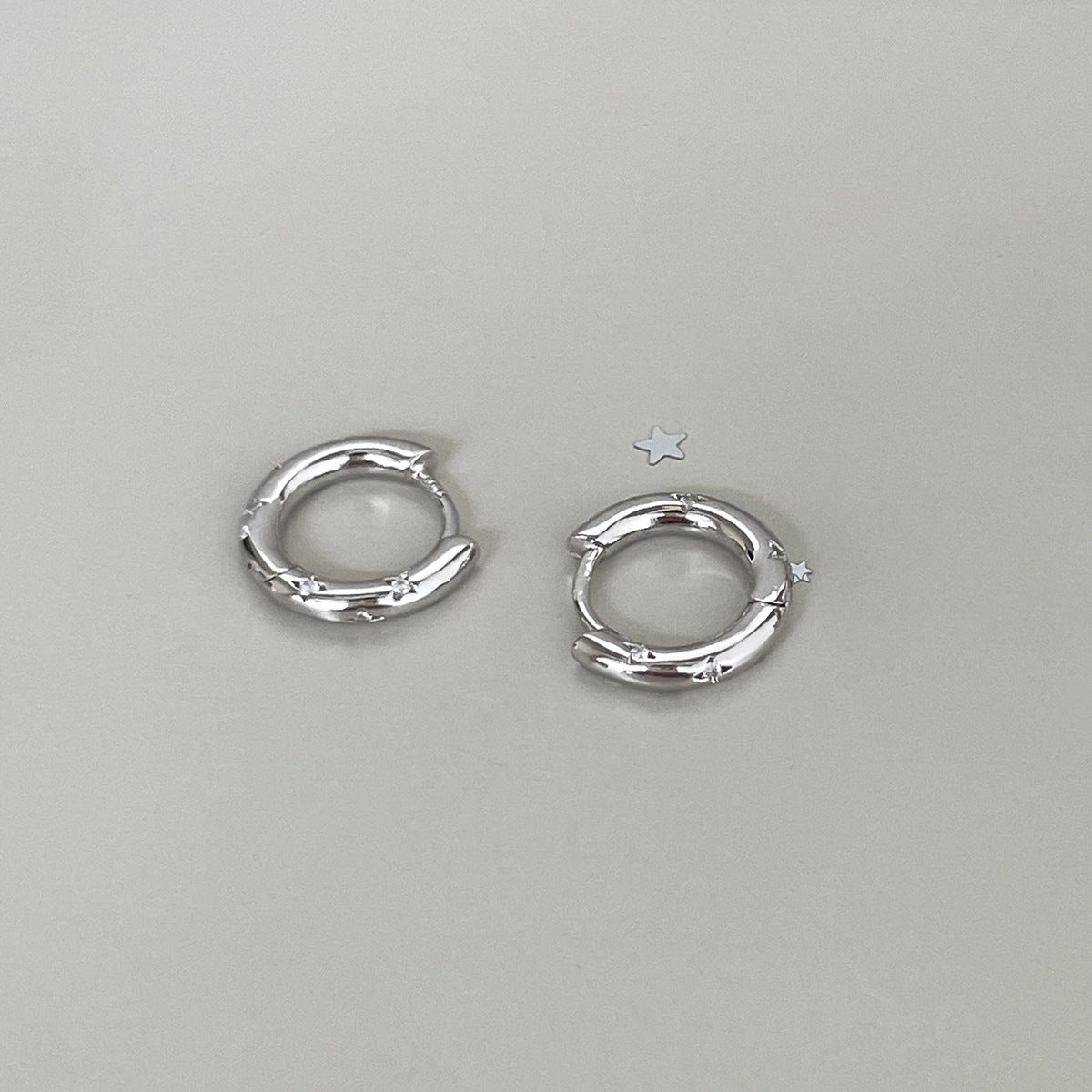 A관 - 925 은침 사각별 큐빅 피어싱 링 귀걸이 [EH-3972] 25.10-5