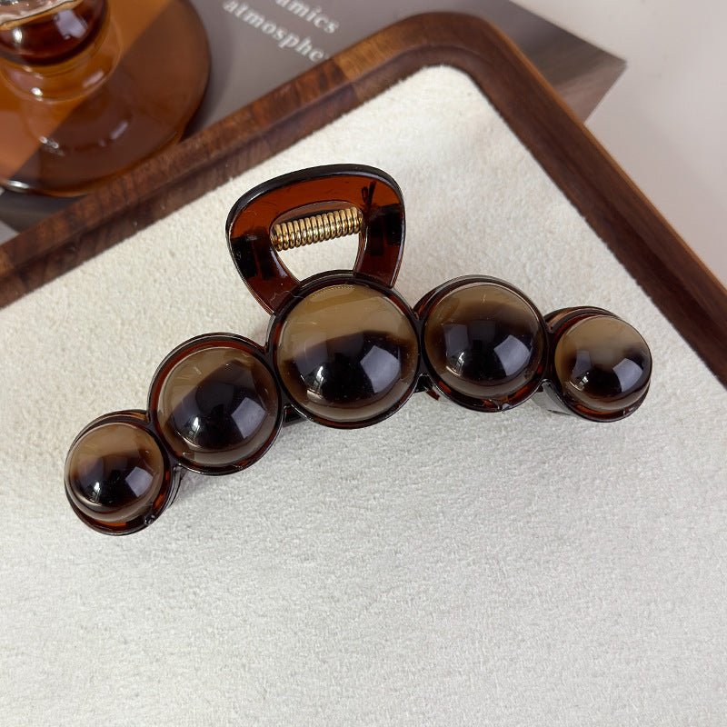 E관 - 브라운 비즈 디자인 대형 집게핀 [27701] 25.11-3