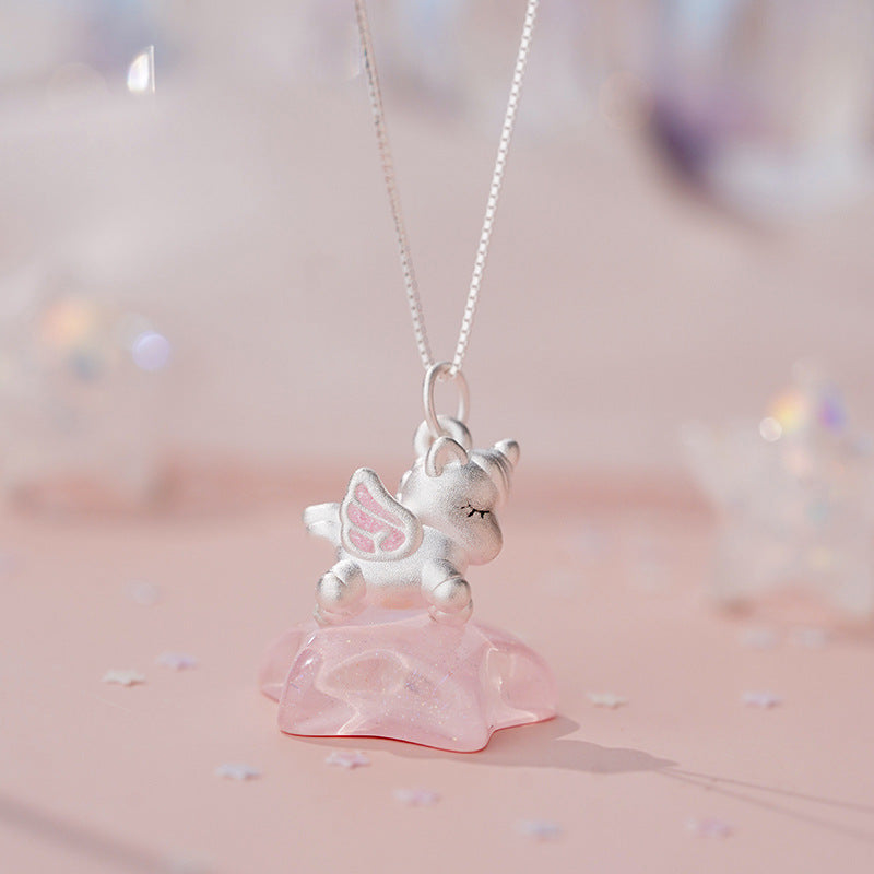 B관 - 999 실버 유니콘 디자인 목걸이 [YC3892N] 25.10-1